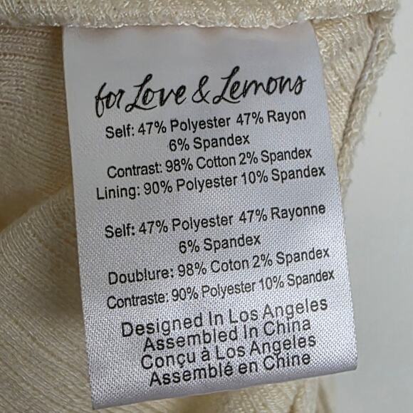 For Love & Lemons Billie Pointelle Mini Dress in Cream Drop Waist Poplin Knit - Picture 12 of 15